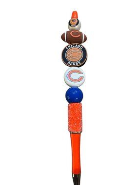 Chicago Bears Beaded Pen With Team Logo & Football-Themed Design Blue & Orange C